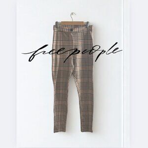 Free People "Carnaby" Rust Plaid High-Rise Skinny Pants – Size 4